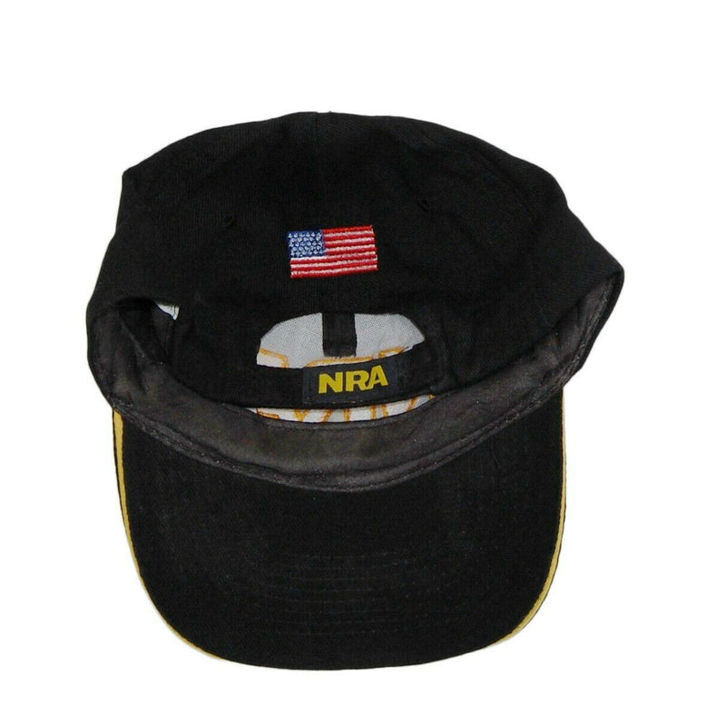 Load image into Gallery viewer, NRA National Rifle Association Hat 5 Panel Ball Cap Black and Gold Adjustable
