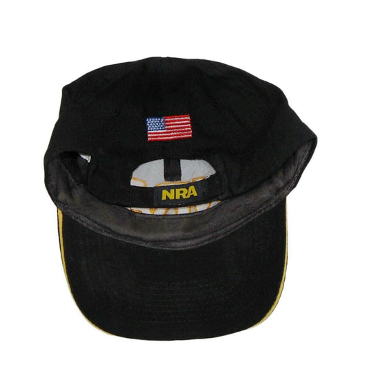 NRA National Rifle Association Hat 5 Panel Ball Cap Black and Gold Adjustable