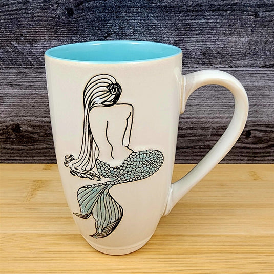 Mermaid Coffee Mug 18oz Tall Beverage Tea Cup Sea Life Ceramic By Blue Sky