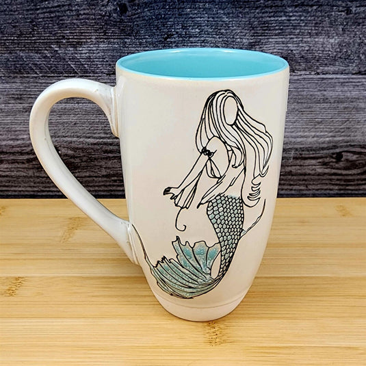 Mermaid Coffee Mug 18oz (532ml) Tall Tea Cup Ceramic Sea Life By Blue Sky