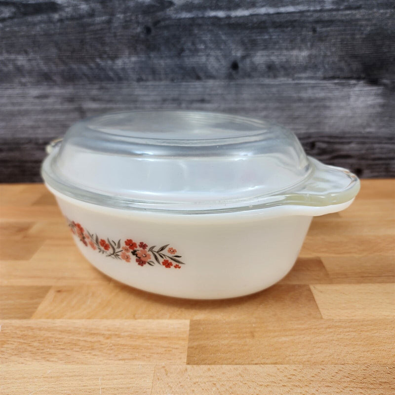 Load image into Gallery viewer, Fire King Casserole Baking Pan Milk White Glass Floral Design with Lid 2qt
