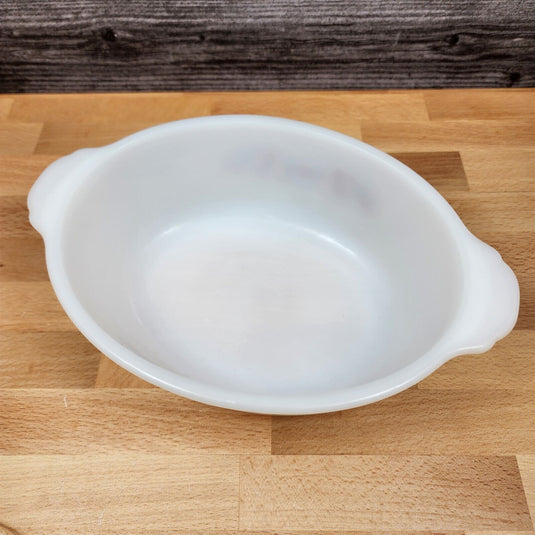 Fire King Casserole Baking Pan Milk White Glass Floral Design with Lid 2qt