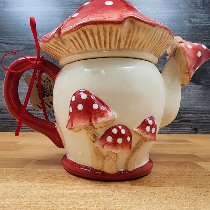 Load image into Gallery viewer, Mushroom Teapot Ceramic Tea Pot by Blue Sky Heather Goldminc Serving Decor

