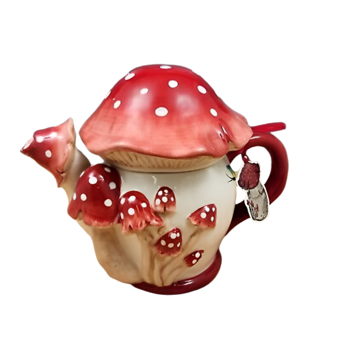 Load image into Gallery viewer, Mushroom Teapot by Blue Sky Heather Goldminc Ceramics Floral Decor Tea Pot
