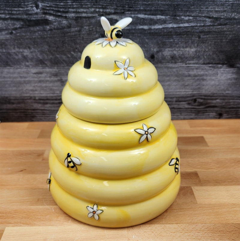 Load image into Gallery viewer, Bee Hive Honey Cookie Candy Treat Jar Canister Figurine by Blue Sky
