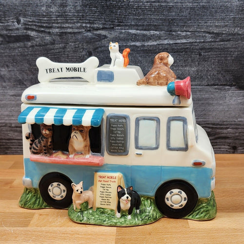 Mobile Treat Pet Food Truck Cookie Canister Jar by Blue Sky & Heather Goldminc