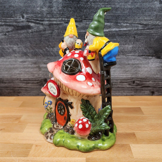 Sanctuary Garden Candle House Tea Light Gnome Mushroom Cottage Goldminc Blue Sky