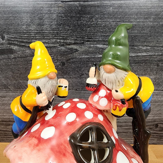 Sanctuary Garden Candle House Tea Light Gnome Mushroom Cottage Goldminc Blue Sky
