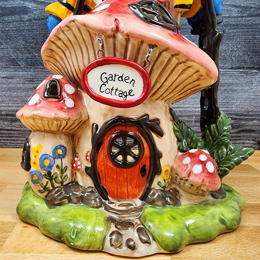 Sanctuary Garden Candle House Tea Light Gnome Mushroom Cottage Goldminc Blue Sky