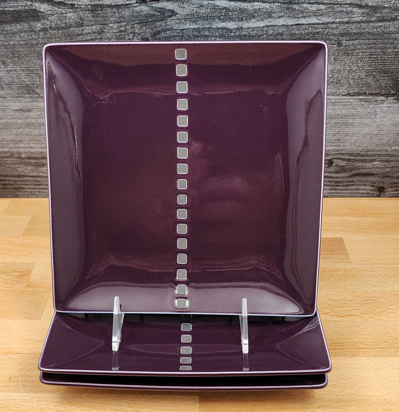 Load image into Gallery viewer, Mikasa Viewpoint Purple Square Salad Plate Set of 3 Potter's Art MK604 8"
