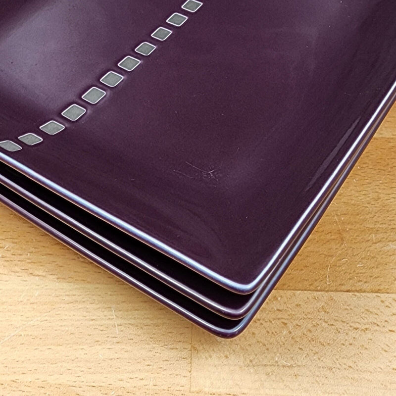 Load image into Gallery viewer, Mikasa Viewpoint Purple Square Salad Plate Set of 3 Potter's Art MK604 8"
