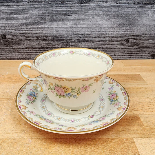 Marlene by Syracuse Footed Tea Cup & Saucer Set of 4 Mug Old Ivory Made In USA