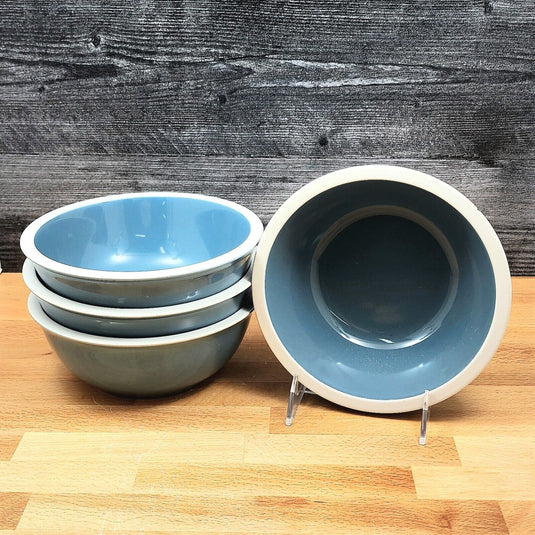 Mainstays Blue Set of 4 Cereal Soup Coupe Bowl 7" 17cm with White Trim