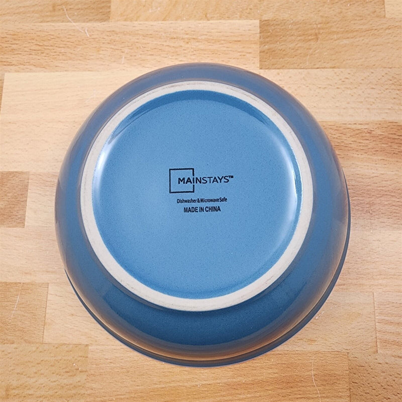 Load image into Gallery viewer, Mainstays Blue Set of 4 Cereal Soup Coupe Bowl 7" 17cm with White Trim
