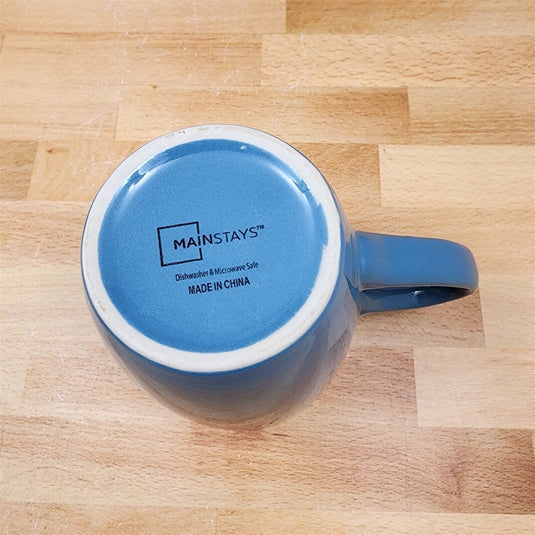 Mainstays Coffee Tea Cup Set of 3 Mugs in Blue with White Trim 16oz