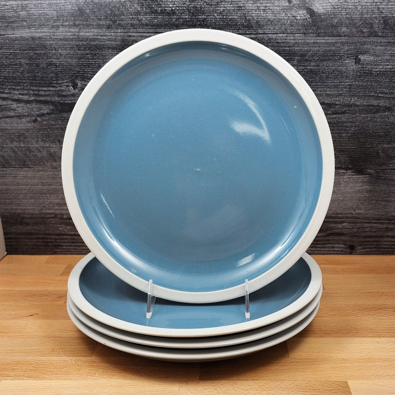 Load image into Gallery viewer, Mainstays Salad Bread or Dessert Plate Set of 4 in Blue With White Trim 8 Inch
