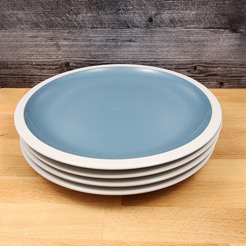Load image into Gallery viewer, Mainstays Salad Bread or Dessert Plate Set of 4 in Blue With White Trim 8 Inch
