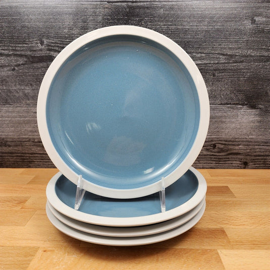 Mainstays Salad Bread or Dessert Plate Set of 4 in Blue With White Trim 8 Inch