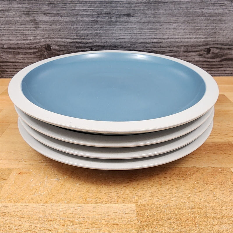 Load image into Gallery viewer, Mainstays Salad Bread or Dessert Plate Set of 4 in Blue With White Trim 8 Inch
