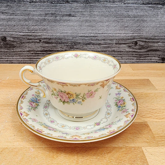 Marlene by Syracuse Footed Tea Cup & Saucer Set of 2 Mug Old Ivory Made In USA