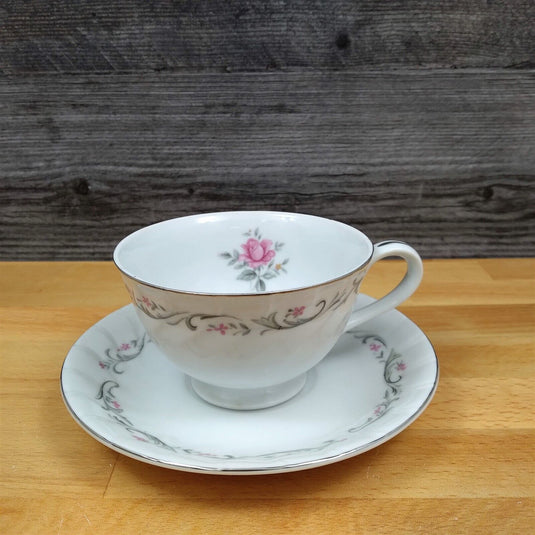 Royal Swirl Saucer Tea Cup Pink Rose Flower Fine China Japan Ceramic Coffee Mug