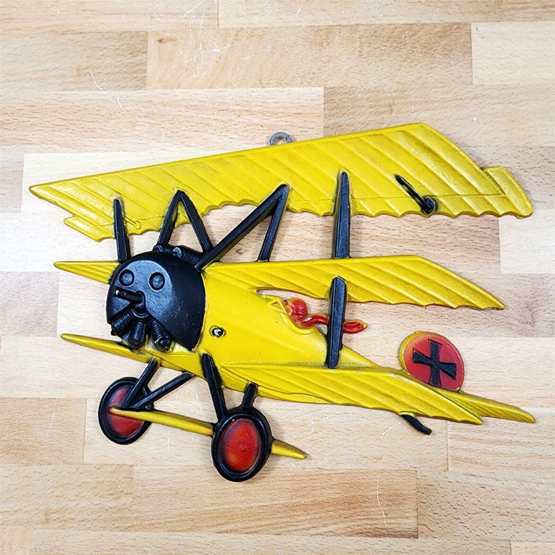 Load image into Gallery viewer, 3 Vintage Airplane Wall Hanging Cast Metal Ww1 Bi-Planes Made Usa 1970 Homco
