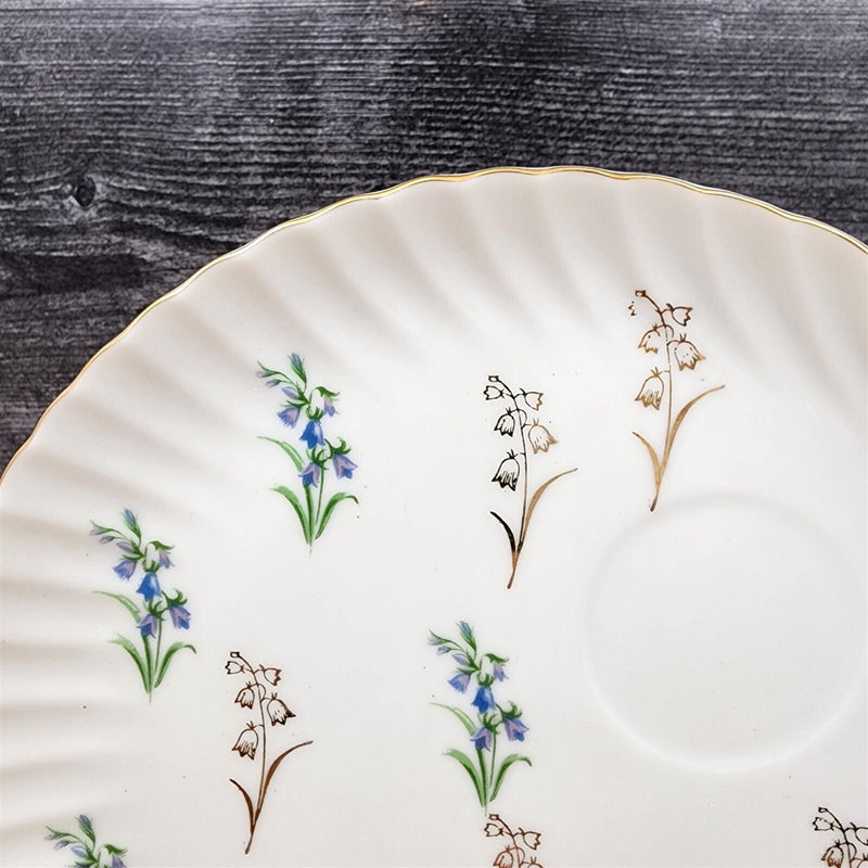 Load image into Gallery viewer, Floral Blue and Lavender Snack Plate Set of 2 Appetizer 9&quot; Tray Japan White
