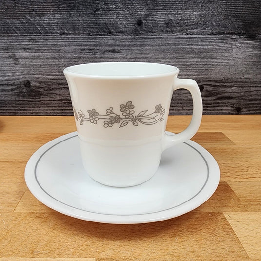 Corelle Corning Ribbon Bouquet Coffee Cup and Saucer Floral Mug