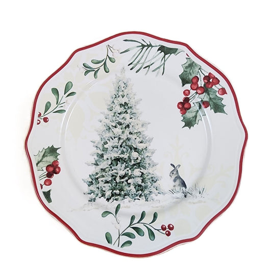 Better Homes and Gardens Winter Forest Salad Plate Tree Bunny 8