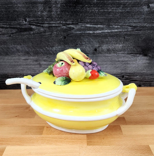 Tureen Arnart Harvest Collection Fruit Design with Lid and Ladle Made in Japan