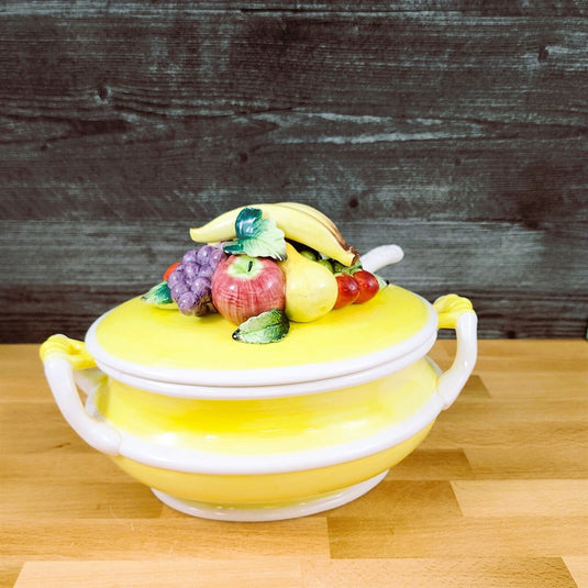 Tureen Arnart Harvest Collection Fruit Design with Lid and Ladle Made in Japan