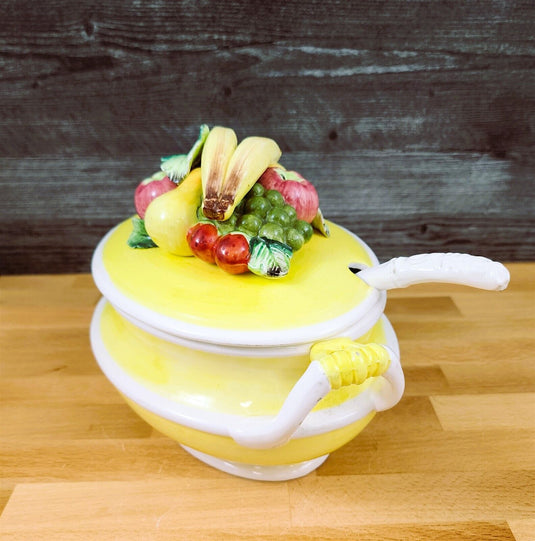 Tureen Arnart Harvest Collection Fruit Design with Lid and Ladle Made in Japan