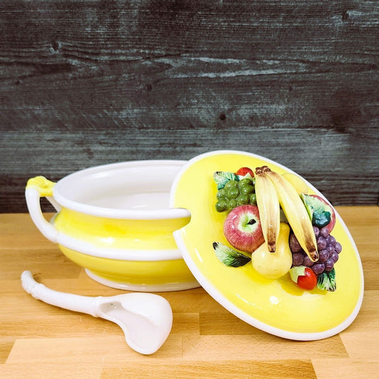 Tureen Arnart Harvest Collection Fruit Design with Lid and Ladle Made in Japan