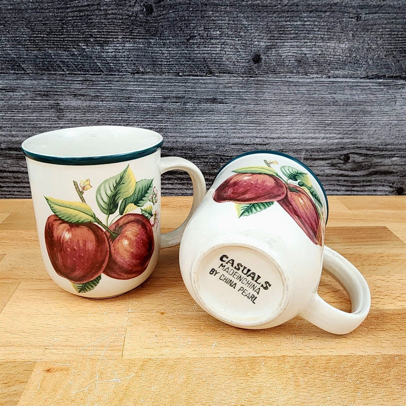 Load image into Gallery viewer, China Pearl Casuals Apples 2 Coffee Mug Set 3 3/4 Tea Cup&quot;
