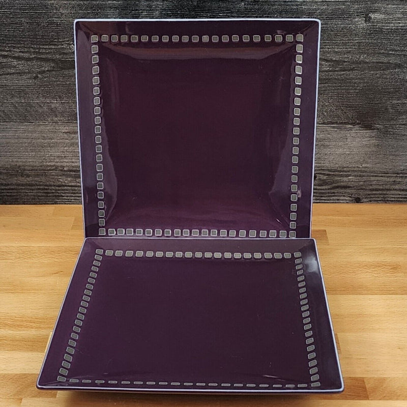 Load image into Gallery viewer, Mikasa Viewpoint Purple Square Dinner Plate Set of 2 Potter's Art MK604 10-7/8"
