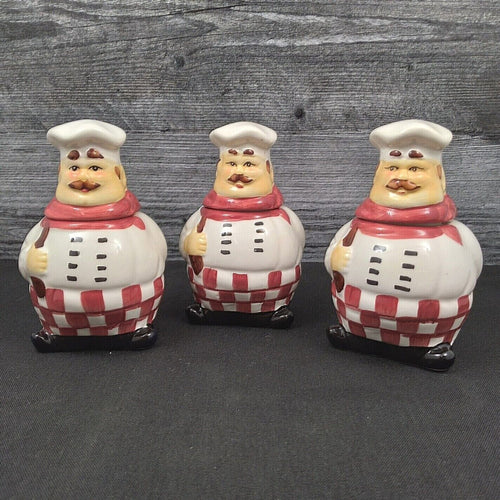 Chef Kitchen Condiment Canister Small Set of 3 Ceramic by Alco Industries