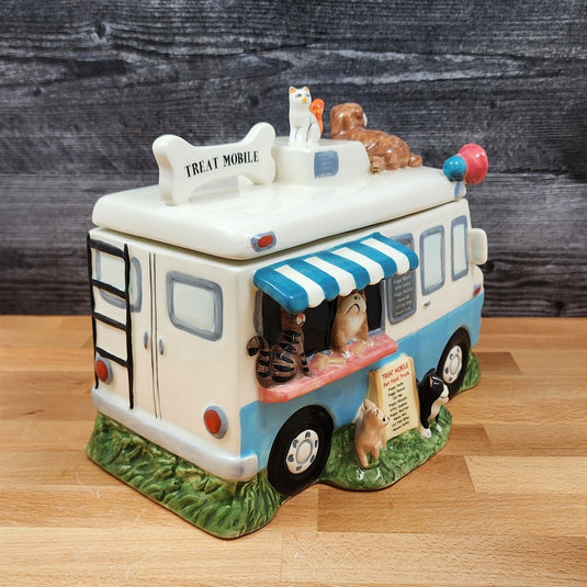 Mobile Treat Pet Food Truck Cookie Canister Jar by Blue Sky & Heather Goldminc