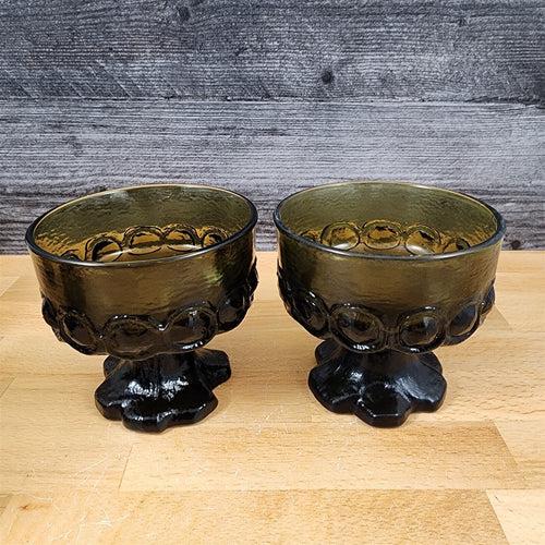 Franciscan Madeira Set of 2 Glasses Olive Green Champagne Short Sherbet Gothic