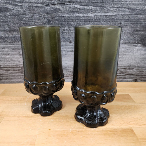 Franciscan Madeira Set of 2 Olive Green Ice Tea Glasses 6.5