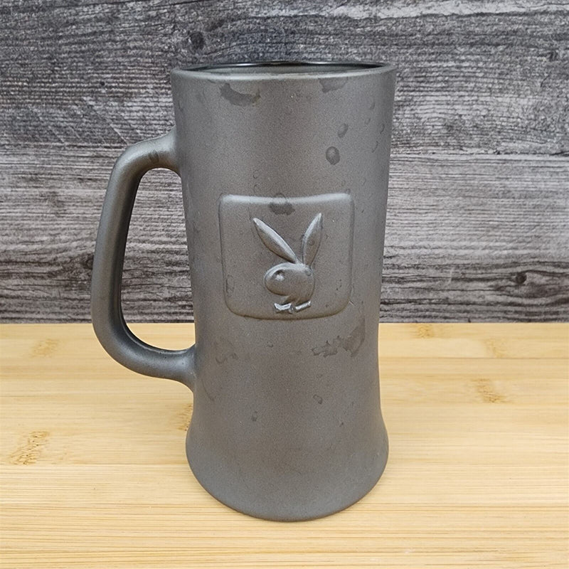 Load image into Gallery viewer, Playboy Bunny Logo Beer Stein Glass Tankard Black Pewter Mug 13oz Vintage 70&#39;s
