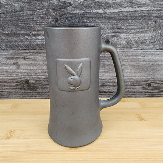 Playboy Bunny Logo Beer Stein Glass Tankard Black Pewter Mug 13oz Vintage 70's