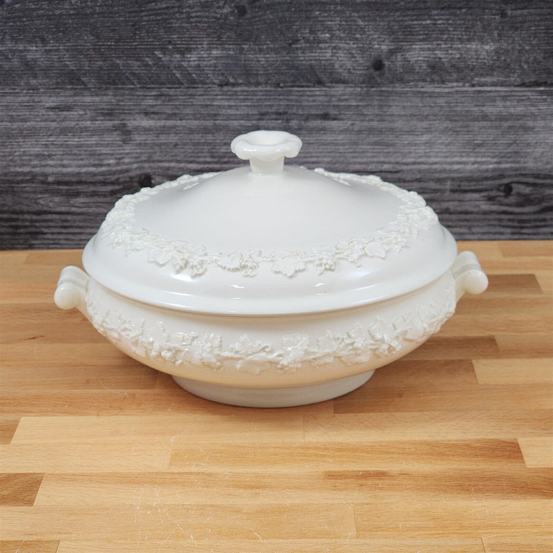 Load image into Gallery viewer, Wedgwood Cream Color on Cream Round Covered Vegetabble Bowl and Lid Queens Ware
