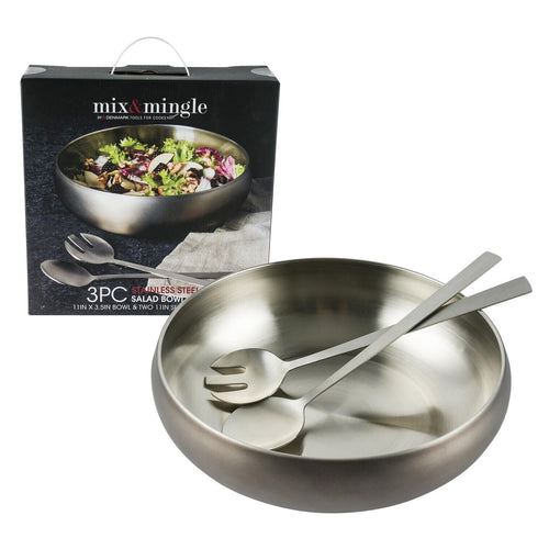 Stainless Steel 3 Piece Salad Serving Bowl Set By Denmark Mix & Mingle Tableware