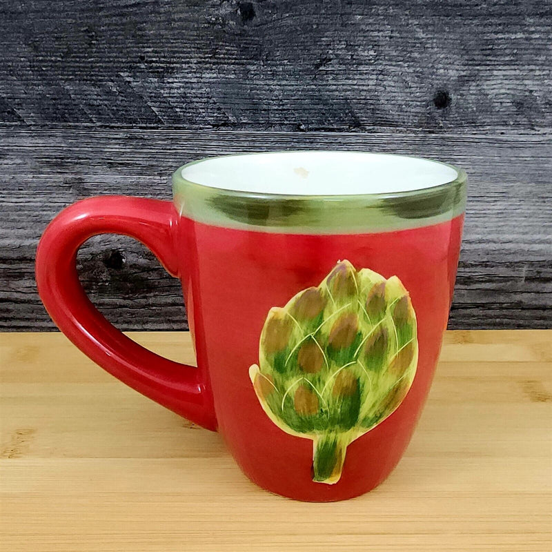 Load image into Gallery viewer, Artichoke Coffee or Tea Mug Jeweled Veg 16oz (473ml) Red and Green Cup
