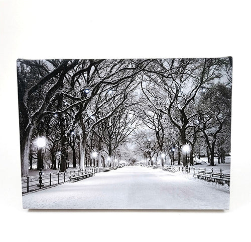 Winter Snowy Path LED Light Up Lighted Canvas Picture Wall or Tabletop Art