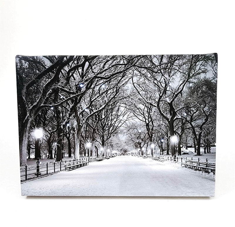 Load image into Gallery viewer, Winter Snowy Path LED Light Up Lighted Canvas Picture Wall or Tabletop Art
