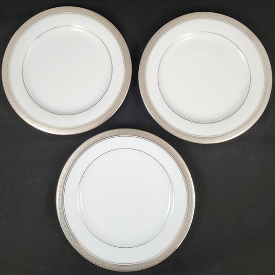 Noritake Legendary Crestwood Platinum Set of 3 Bread & Butter 6.25" Plates 4166