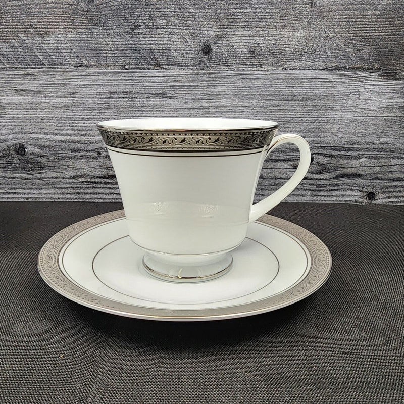 Load image into Gallery viewer, Noritake Legendary Crestwood Platinum Set of 3 Teacup &amp; Saucers 4166 Coffee Mugs
