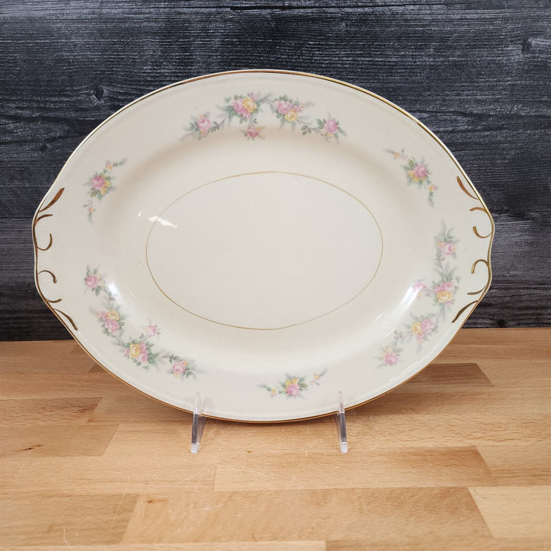 Load image into Gallery viewer, Homer Laughlin Countess Georgian Eggshell Oval Platter Pink Floral 12&quot; (30 cm)
