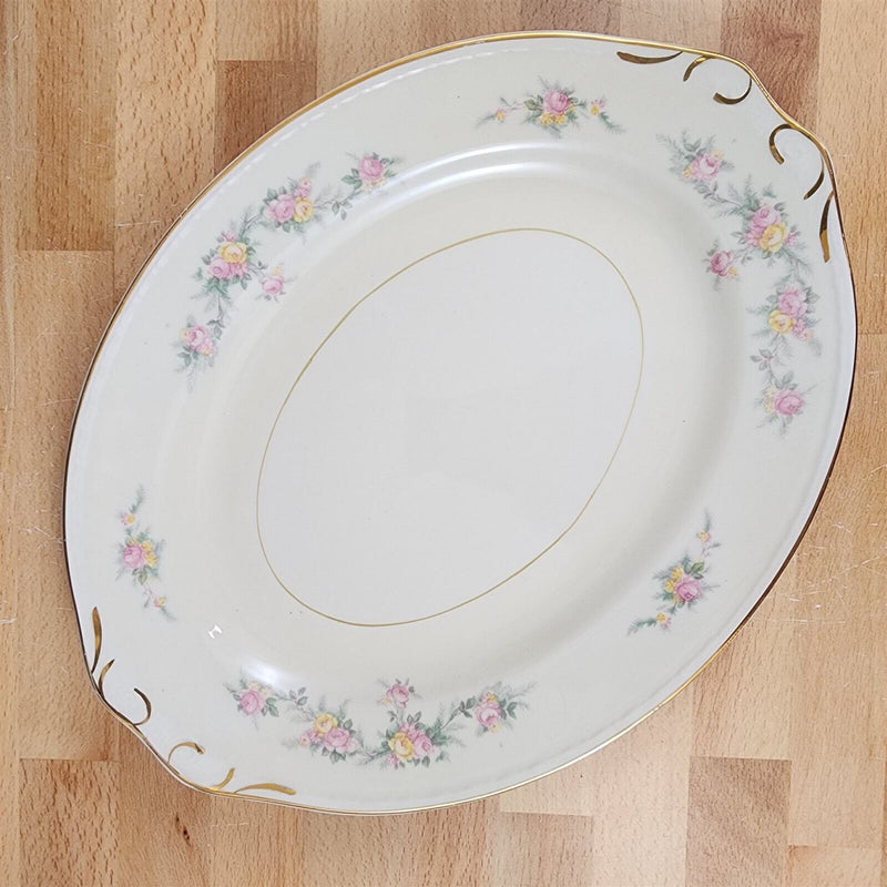 Load image into Gallery viewer, Homer Laughlin Countess Georgian Eggshell Oval Platter Pink Floral 12&quot; (30 cm)
